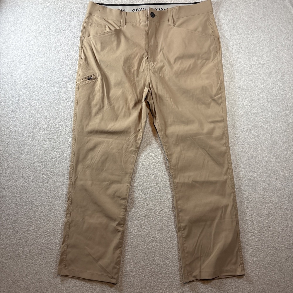 ORVIS Men's Performance Pants Beige 38x30 Nylon Hiking Lightweight